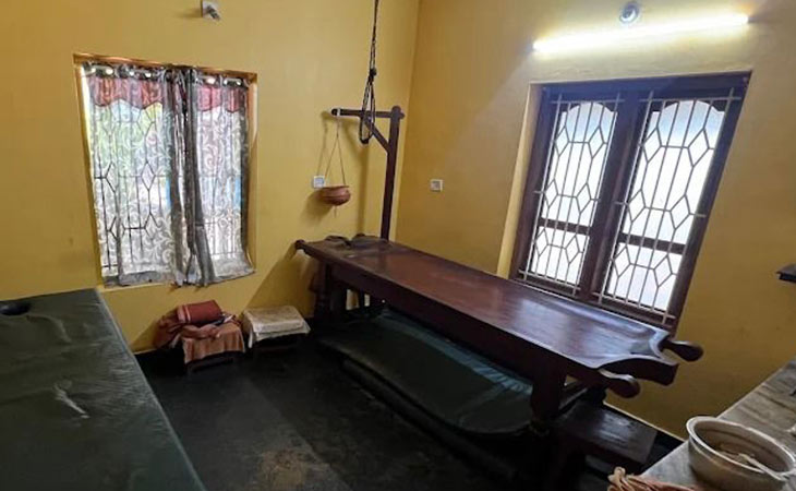 Traditional Ayurvedic massage therapy room 