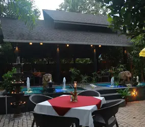 Exterior food space night view