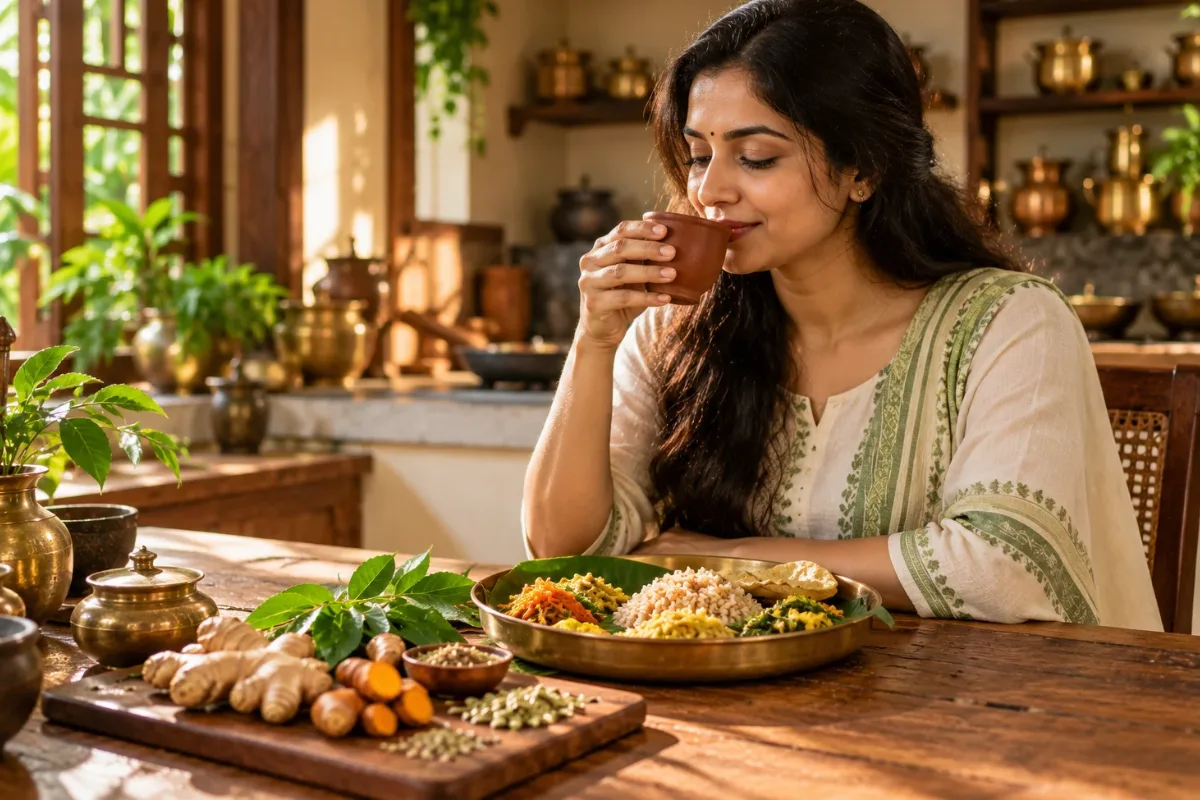 Ayurvedic medicine for digestive disorders at Ideal Ayurvedic Resort, Kovalam