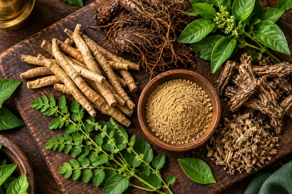 Ashwagandha, Jatamansi and Tagara herbs
