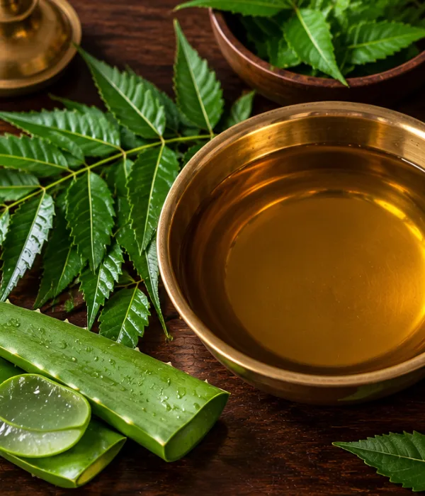 Herbal oils and leaves for a personalised skin care program