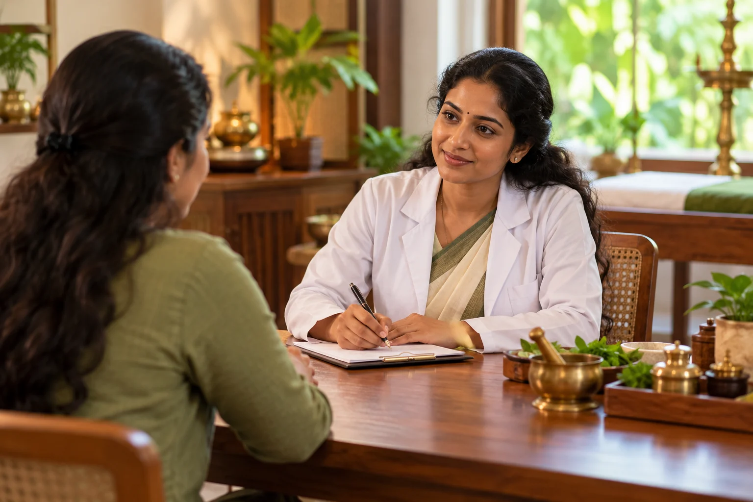 Consultation before Shirodhara treatment